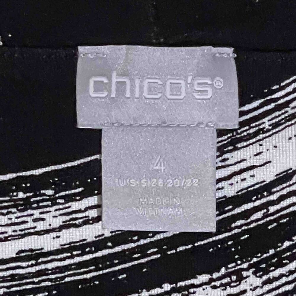 Chico's Classic Pleated Short Dress Size 20 Black White Pockets Printed Casual - Picture 5 of 8